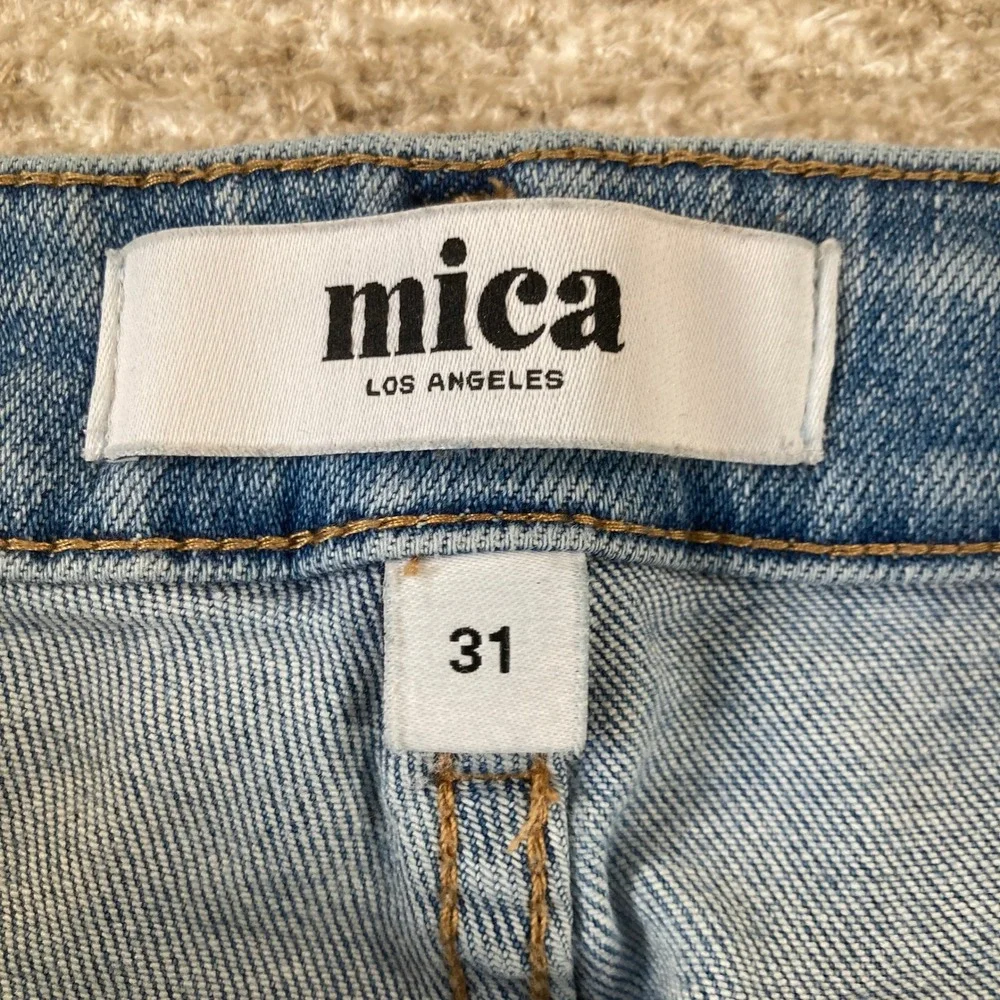 Mica Los Angeles Jeans 31 (30x27) Distressed Straight Leg Blue Raw Hem MDP-T203